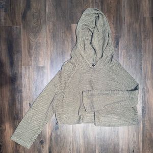 Green hooded crop top